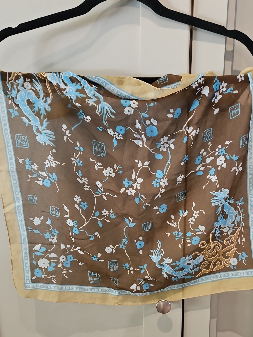 Floral Scarf in Brown & Blue Like New